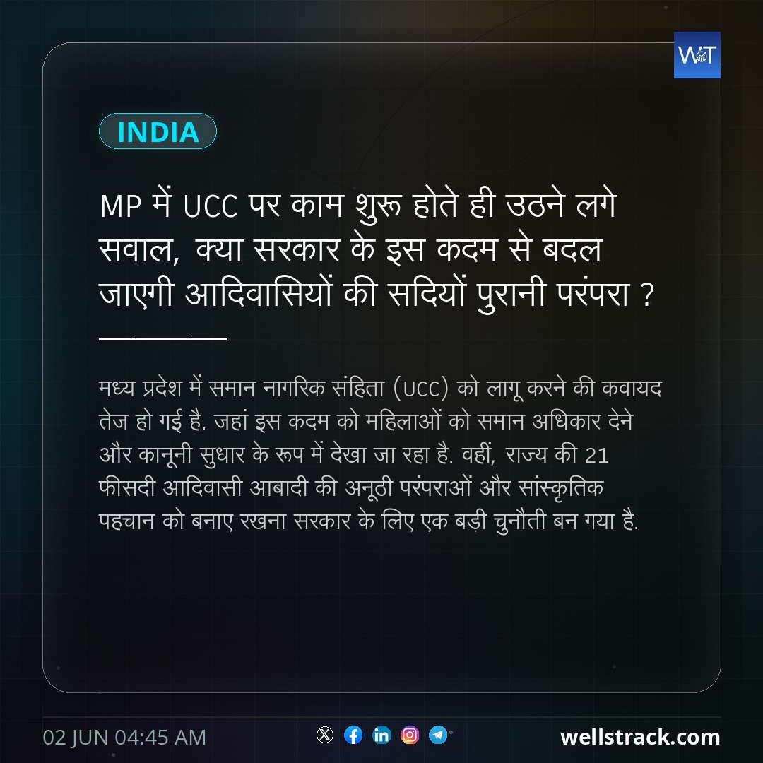 MP में UCC पर काम शुरू होते ही उठने लगे सवाल, क्या सरकार के इस कदम से बदल जाएगी आदिवासियों की सदियों पुरानी परंपरा ? — WellsTrack