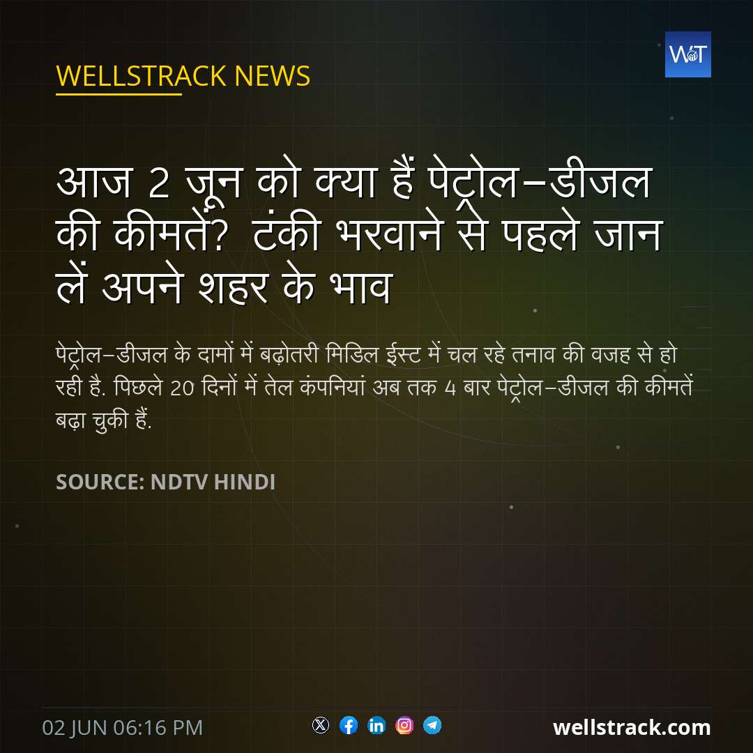 आज 2 जून को क्या हैं पेट्रोल-डीजल की कीमतें? टंकी भरवाने से पहले जान लें अपने शहर के भाव
