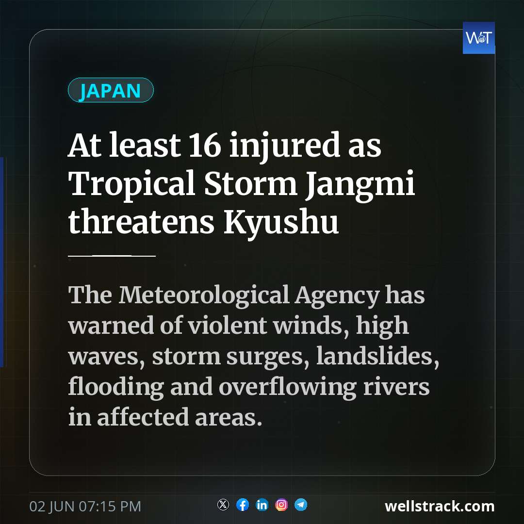 At least 16 injured as Tropical Storm Jangmi threatens Kyushu