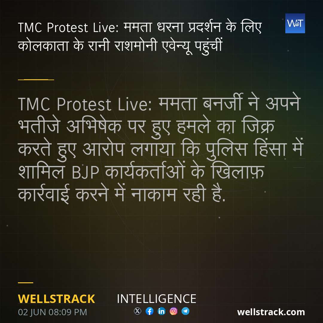 TMC Protest Live: ममता धरना प्रदर्शन के लिए कोलकाता के रानी राशमोनी एवेन्यू पहुंचीं — WellsTrack