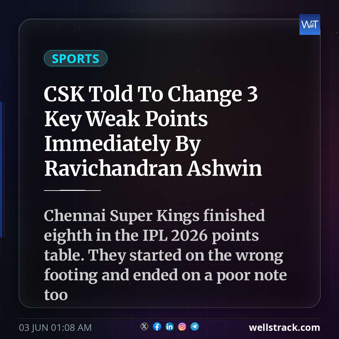 CSK Told To Change 3 Key Weak Points Immediately By Ravichandran Ashwin — WellsTrack