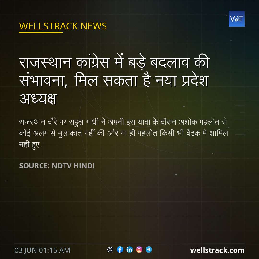 राजस्थान कांग्रेस में बड़े बदलाव की संभावना, मिल सकता है नया प्रदेश अध्यक्ष