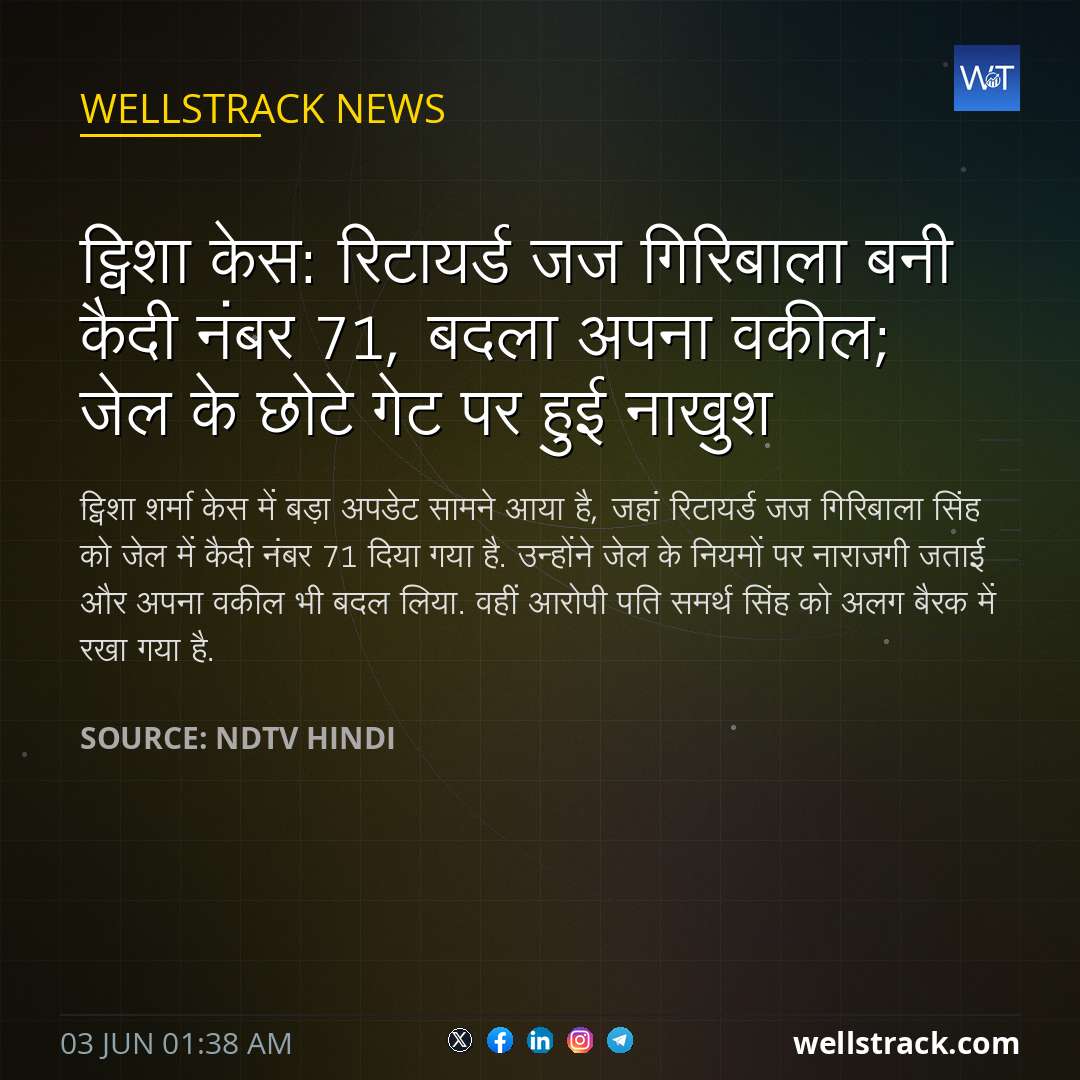 ट्विशा केस: रिटायर्ड जज गिरिबाला बनी कैदी नंबर 71, बदला अपना वकील; जेल के छोटे गेट पर हुई नाखुश — WellsTrack