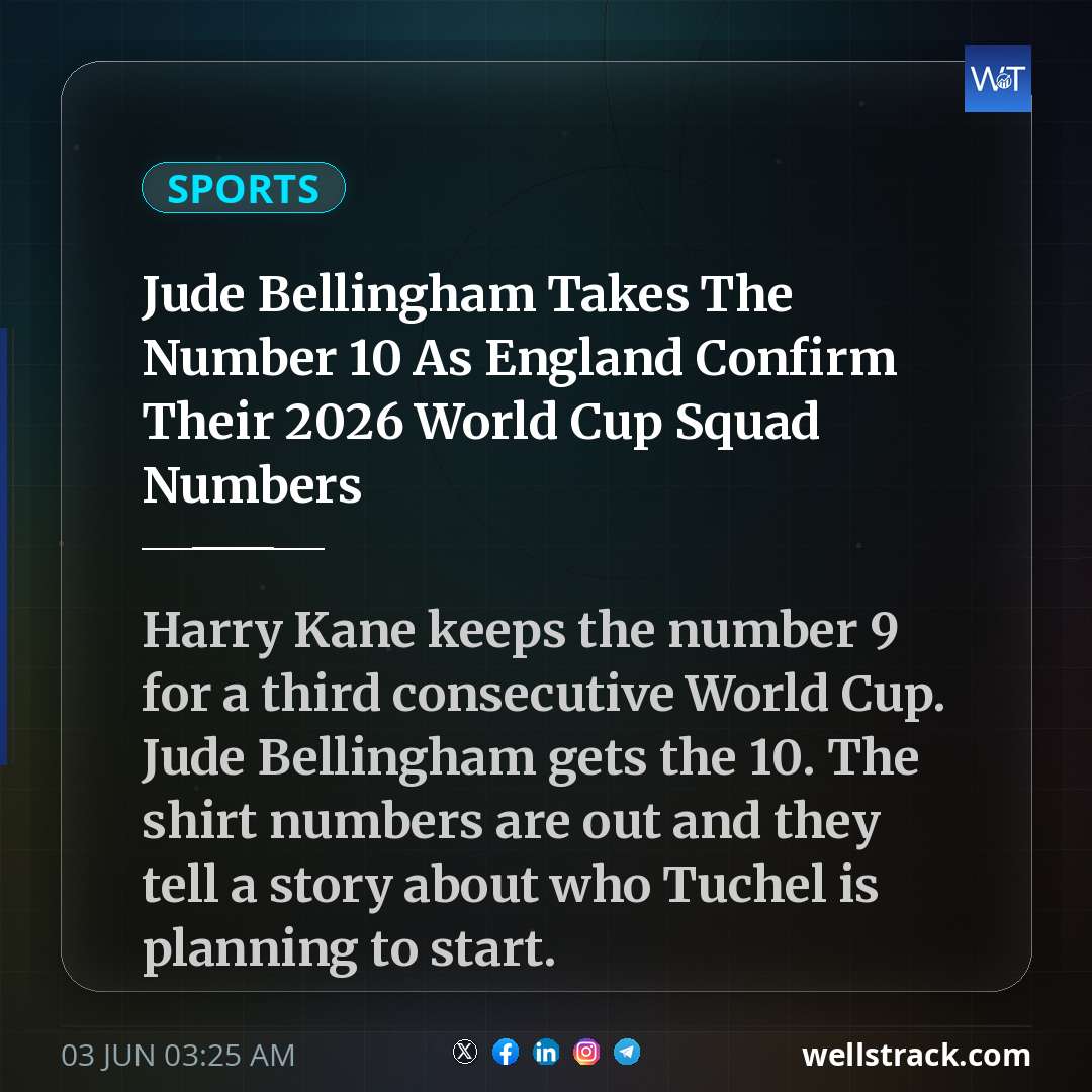 Jude Bellingham Takes The Number 10 As England Confirm Their 2026 World Cup Squad Numbers