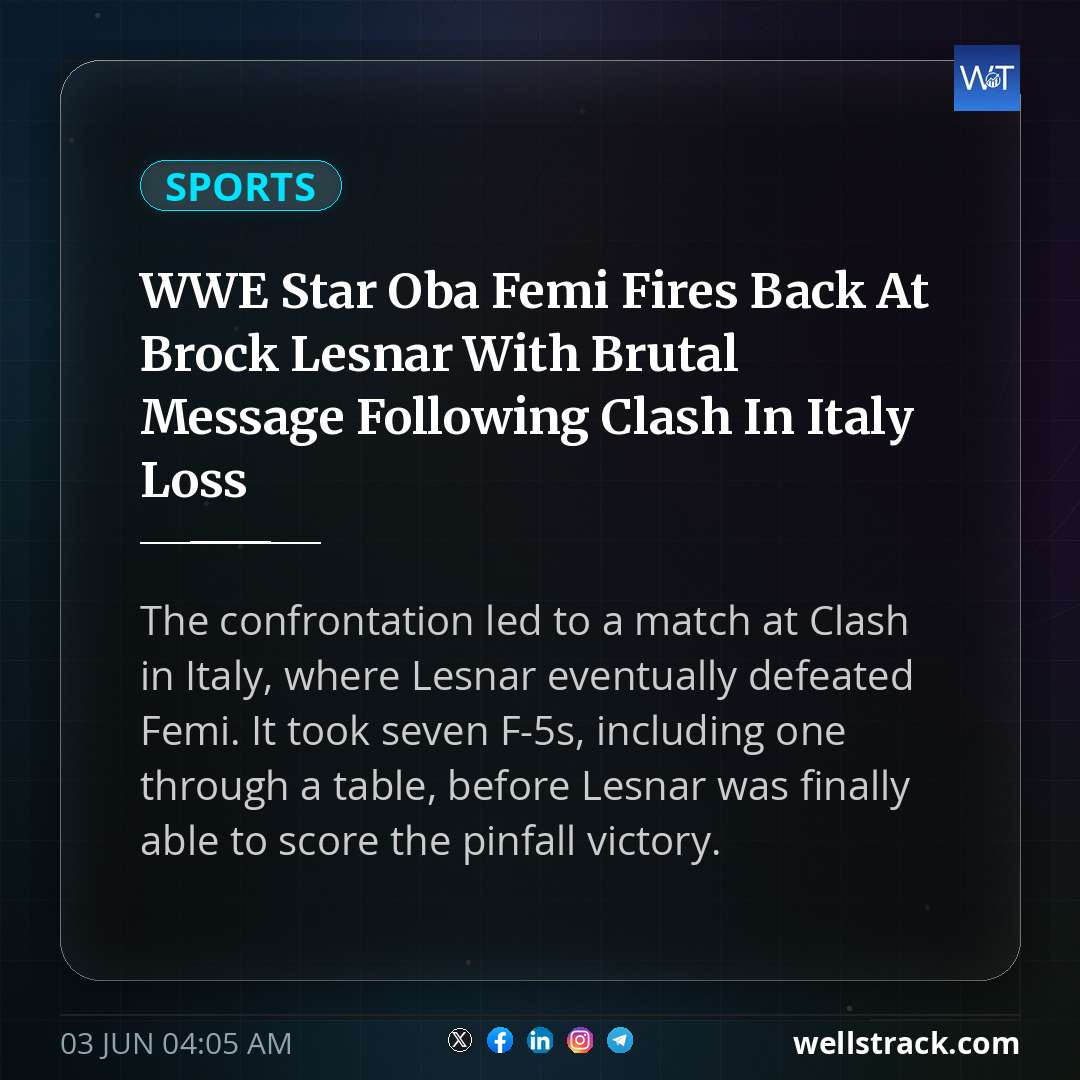 WWE Star Oba Femi Fires Back At Brock Lesnar With Brutal Message Following Clash In Italy Loss