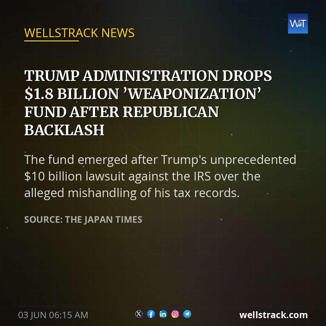 Trump administration drops $1.8 billion ’weaponization’ fund after Republican backlash — WellsTrack