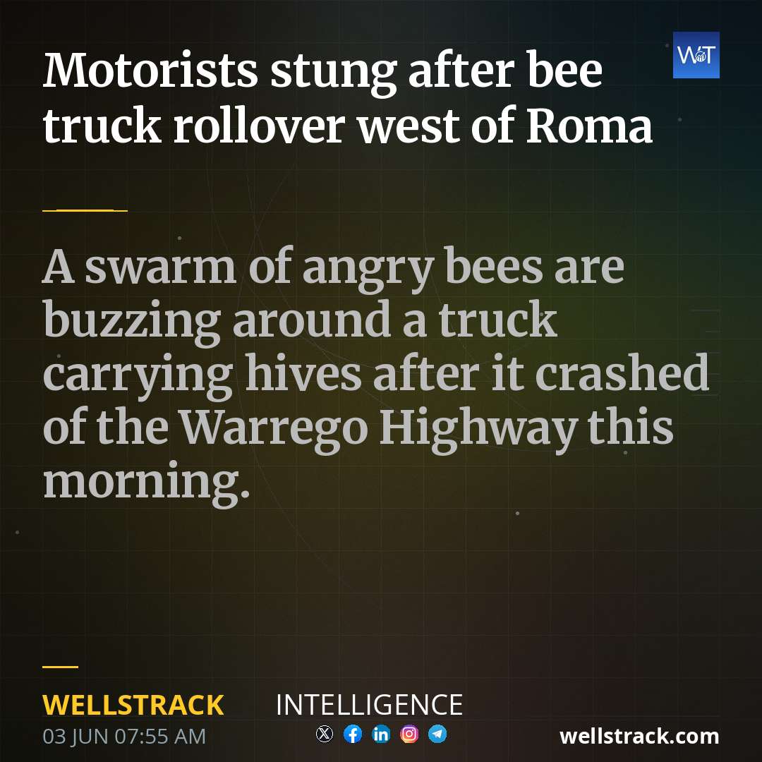 Motorists stung after bee truck rollover west of Roma — WellsTrack