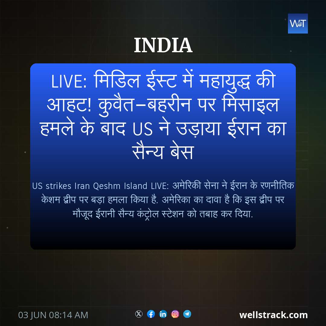 LIVE: मिडिल ईस्ट में महायुद्ध की आहट! कुवैत-बहरीन पर मिसाइल हमले के बाद US ने उड़ाया ईरान का सैन्य बेस — WellsTrack