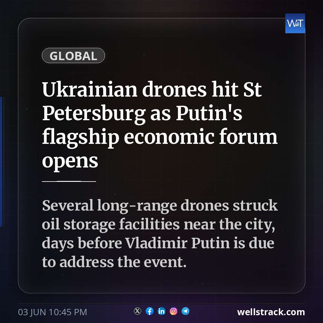 Ukrainian drones hit St Petersburg as Putin's flagship economic forum opens — WellsTrack