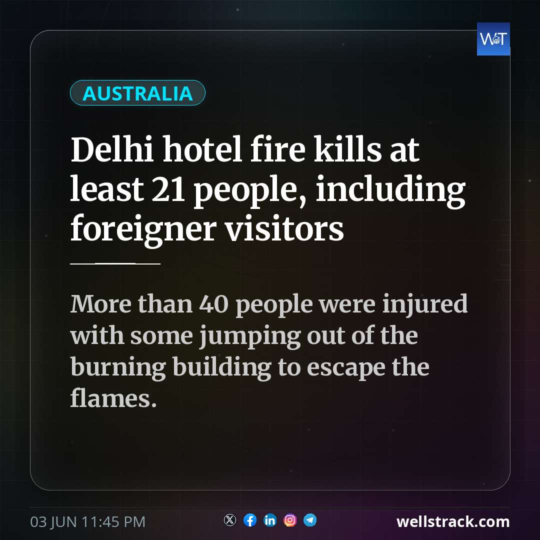 Delhi hotel fire kills at least 21 people, including foreigner visitors — WellsTrack