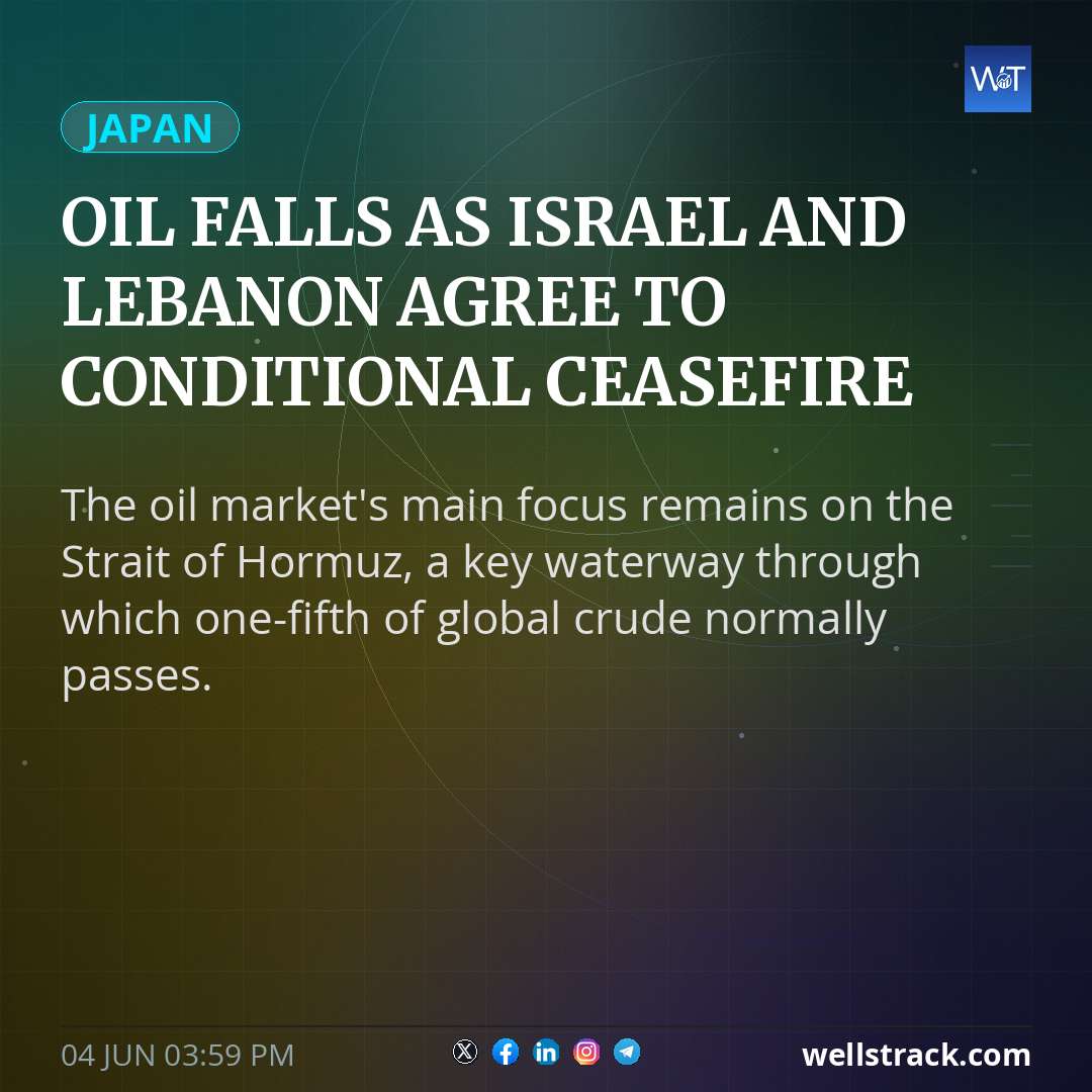 Oil falls as Israel and Lebanon agree to conditional ceasefire — WellsTrack