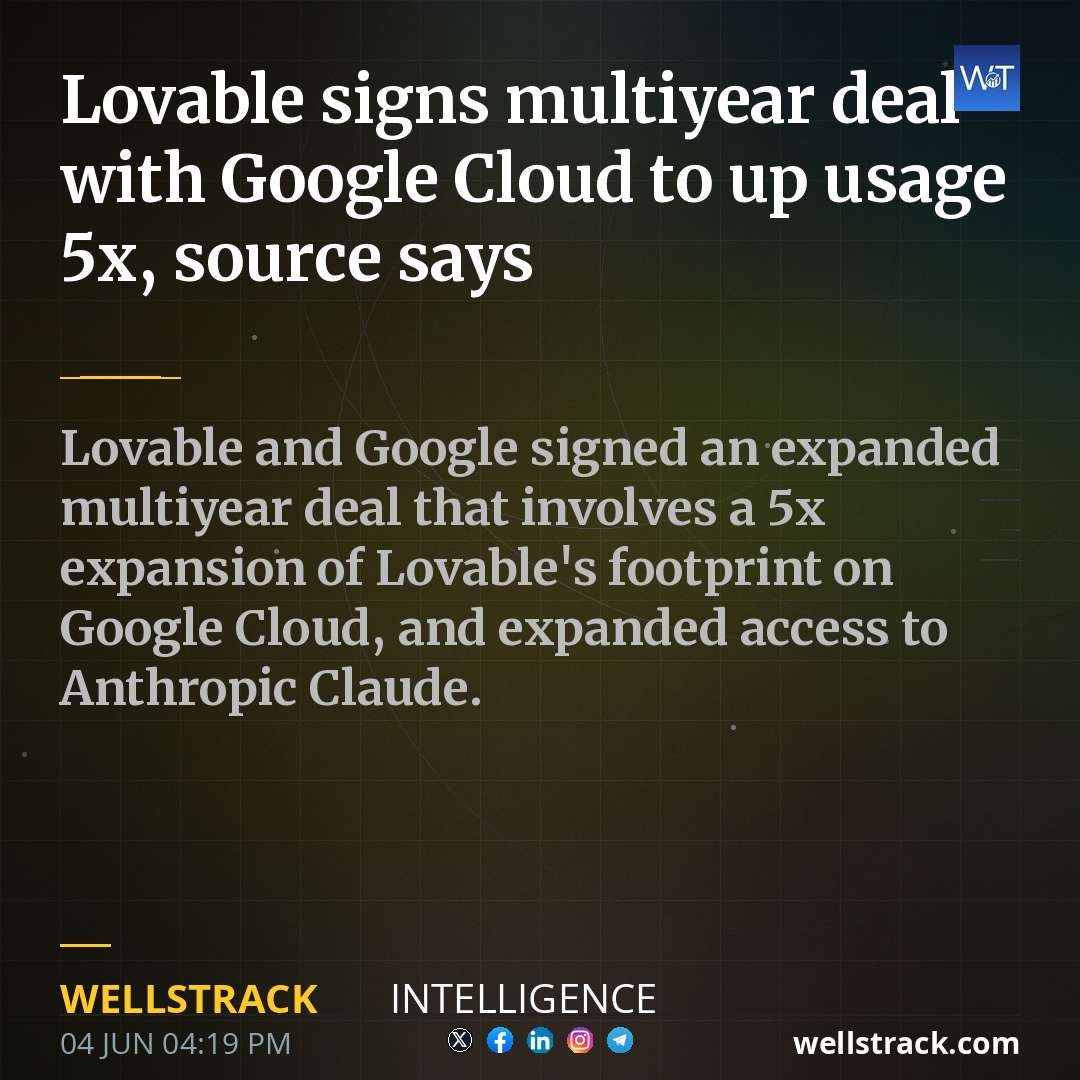 Lovable signs multiyear deal with Google Cloud to up usage 5x, source says — WellsTrack