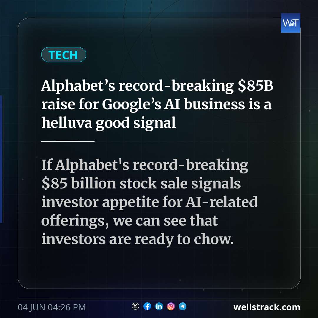 Alphabet’s record-breaking $85B raise for Google’s AI business is a helluva good signal — WellsTrack