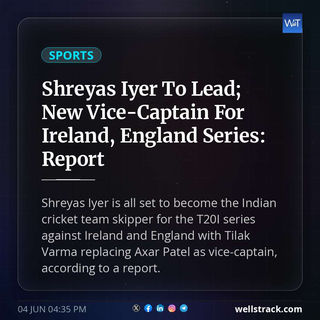 Shreyas Iyer To Lead; New Vice-Captain For Ireland, England Series: Report — WellsTrack