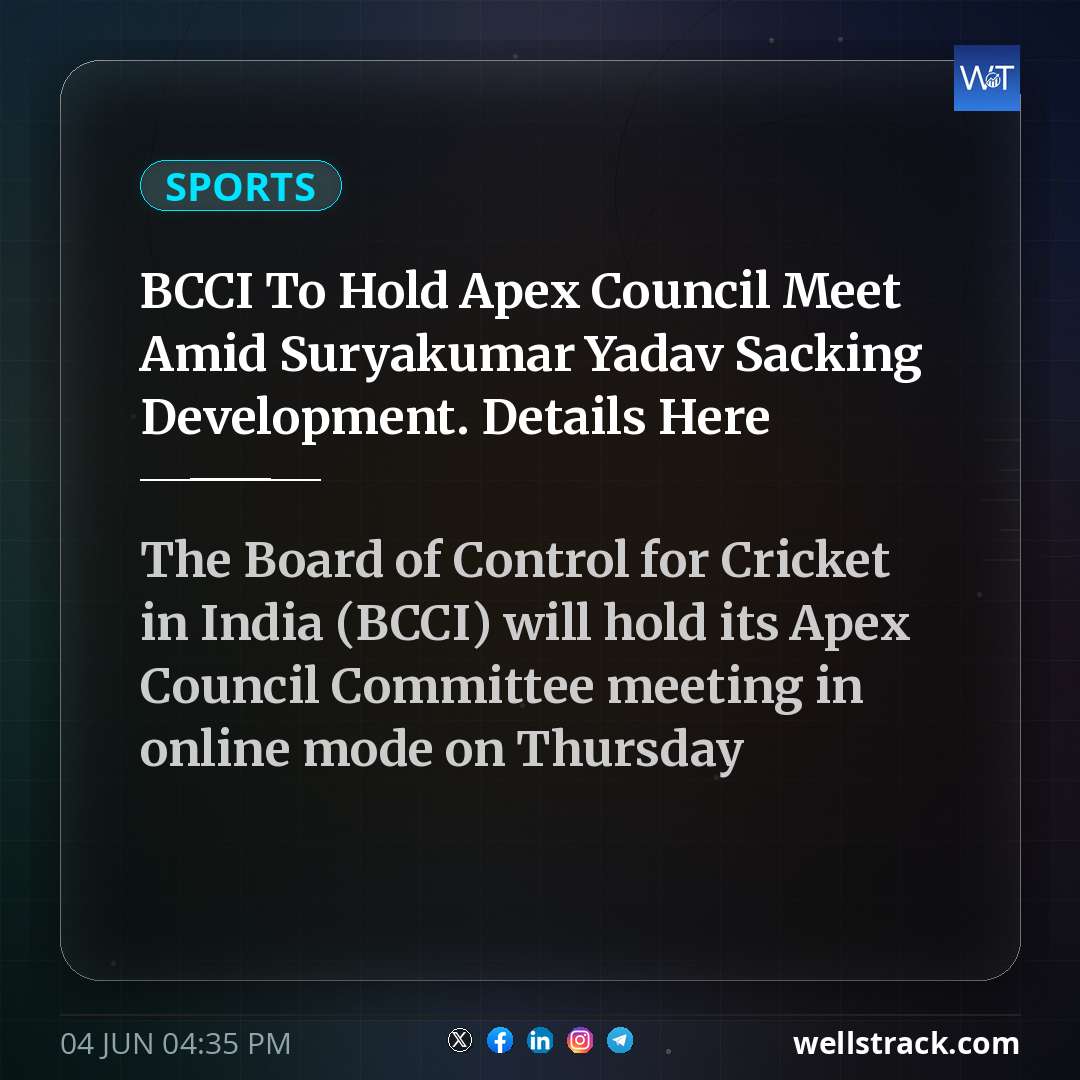 BCCI To Hold Apex Council Meet Amid Suryakumar Yadav Sacking Development. Details Here — WellsTrack