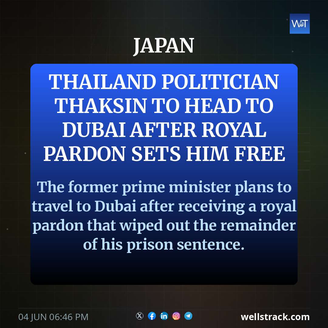 Thailand politician Thaksin to head to Dubai after royal pardon sets him free