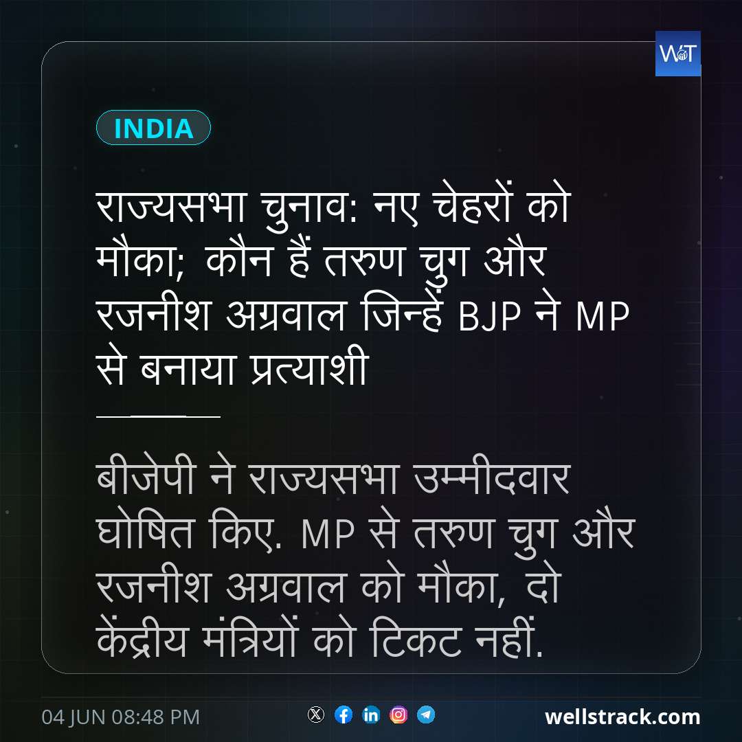 राज्यसभा चुनाव: नए चेहरों को मौका; कौन हैं तरुण चुग और रजनीश अग्रवाल जिन्हें BJP ने MP से बनाया प्रत्याशी