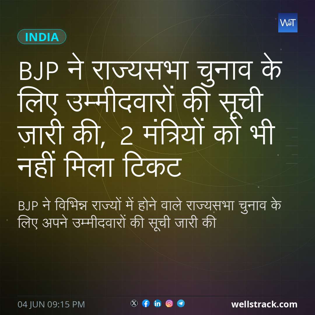 BJP ने राज्यसभा चुनाव के लिए उम्मीदवारों की सूची जारी की, 2 मंत्रियों को भी नहीं मिला टिकट