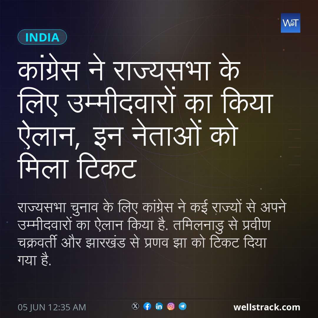 कांग्रेस ने राज्यसभा के लिए उम्मीदवारों का किया ऐलान, इन नेताओं को मिला टिकट