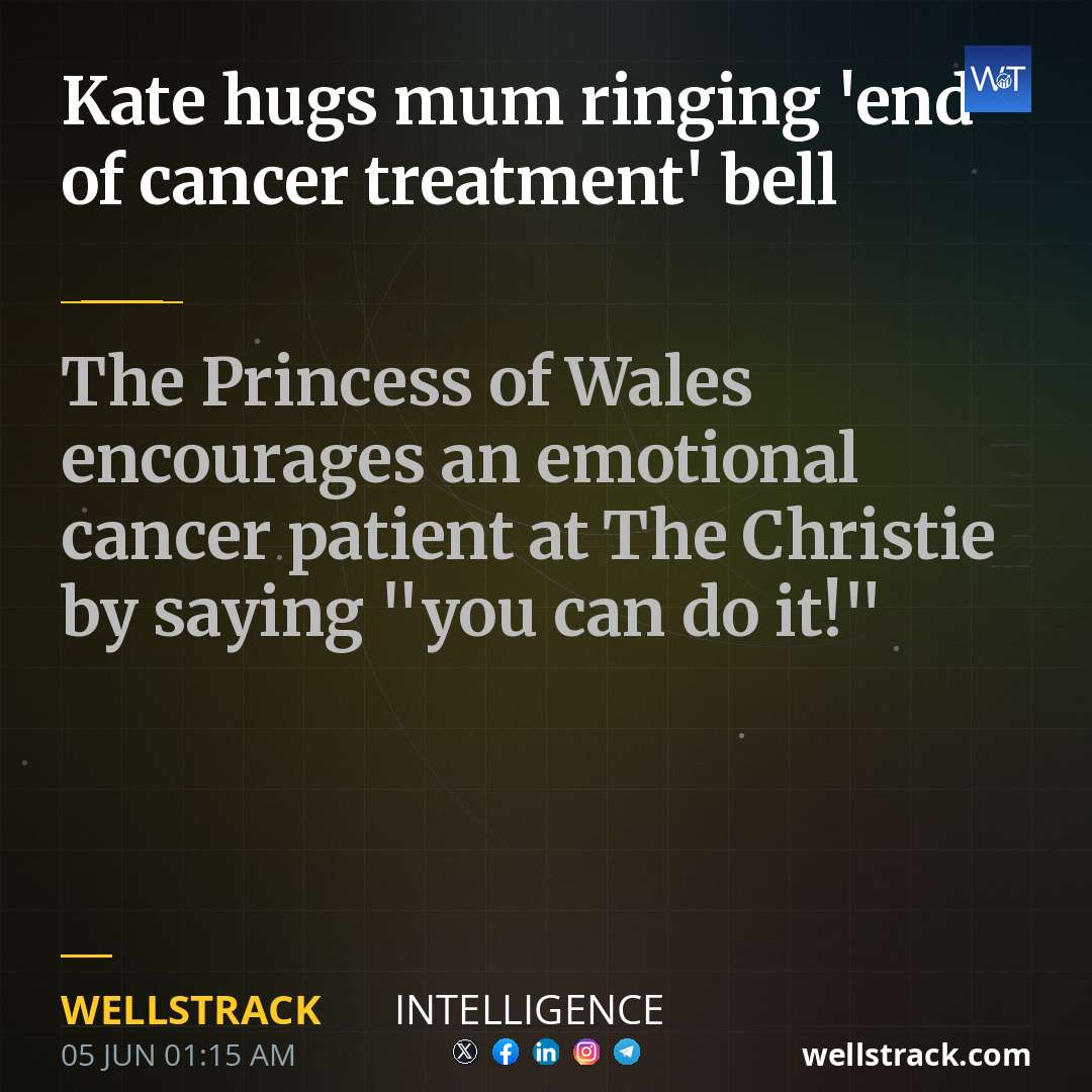 Kate hugs mum ringing 'end of cancer treatment' bell