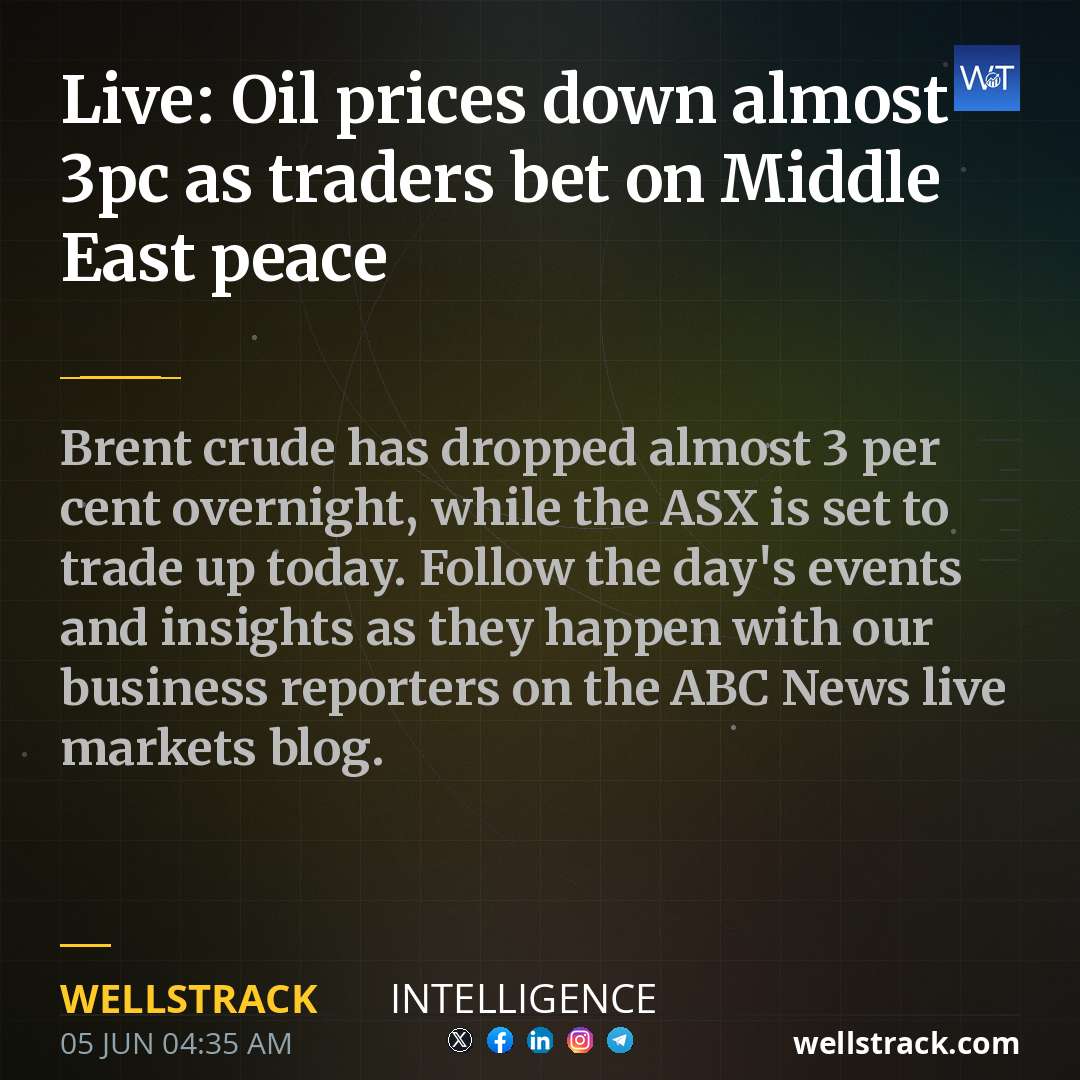 Live: Oil prices down almost 3pc as traders bet on Middle East peace