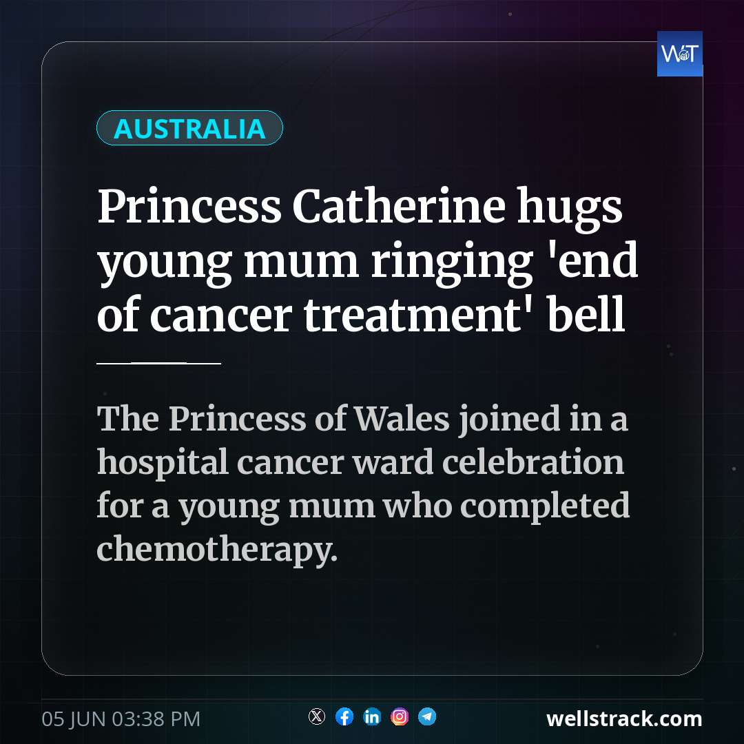 Princess Catherine hugs young mum ringing 'end of cancer treatment' bell — WellsTrack