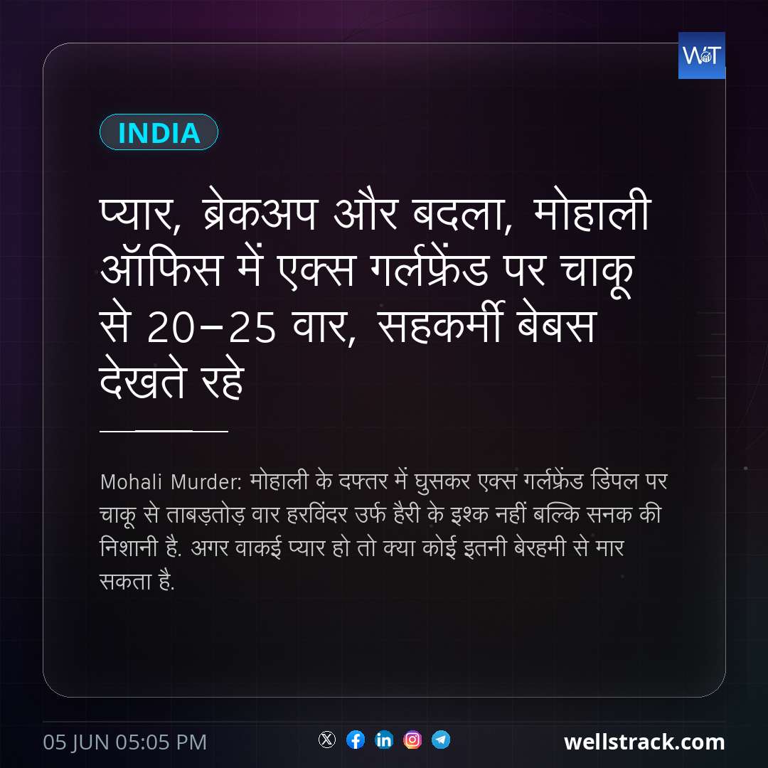 प्यार, ब्रेकअप और बदला, मोहाली ऑफिस में एक्स गर्लफ्रेंड पर चाकू से 20-25 वार, सहकर्मी बेबस देखते रहे