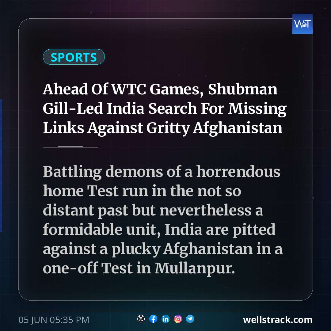 Ahead Of WTC Games, Shubman Gill-Led India Search For Missing Links Against Gritty Afghanistan — WellsTrack