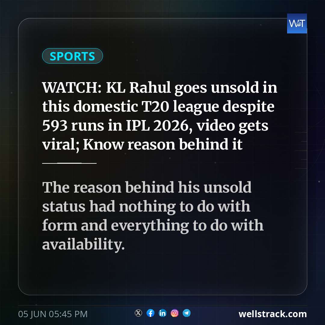 WATCH: KL Rahul goes unsold in this domestic T20 league despite 593 runs in IPL 2026, video gets viral; Know reason behind it — WellsTrack