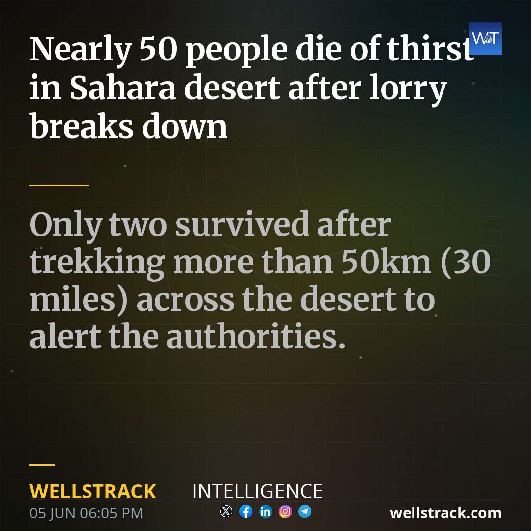 Nearly 50 people die of thirst in Sahara desert after lorry breaks down
