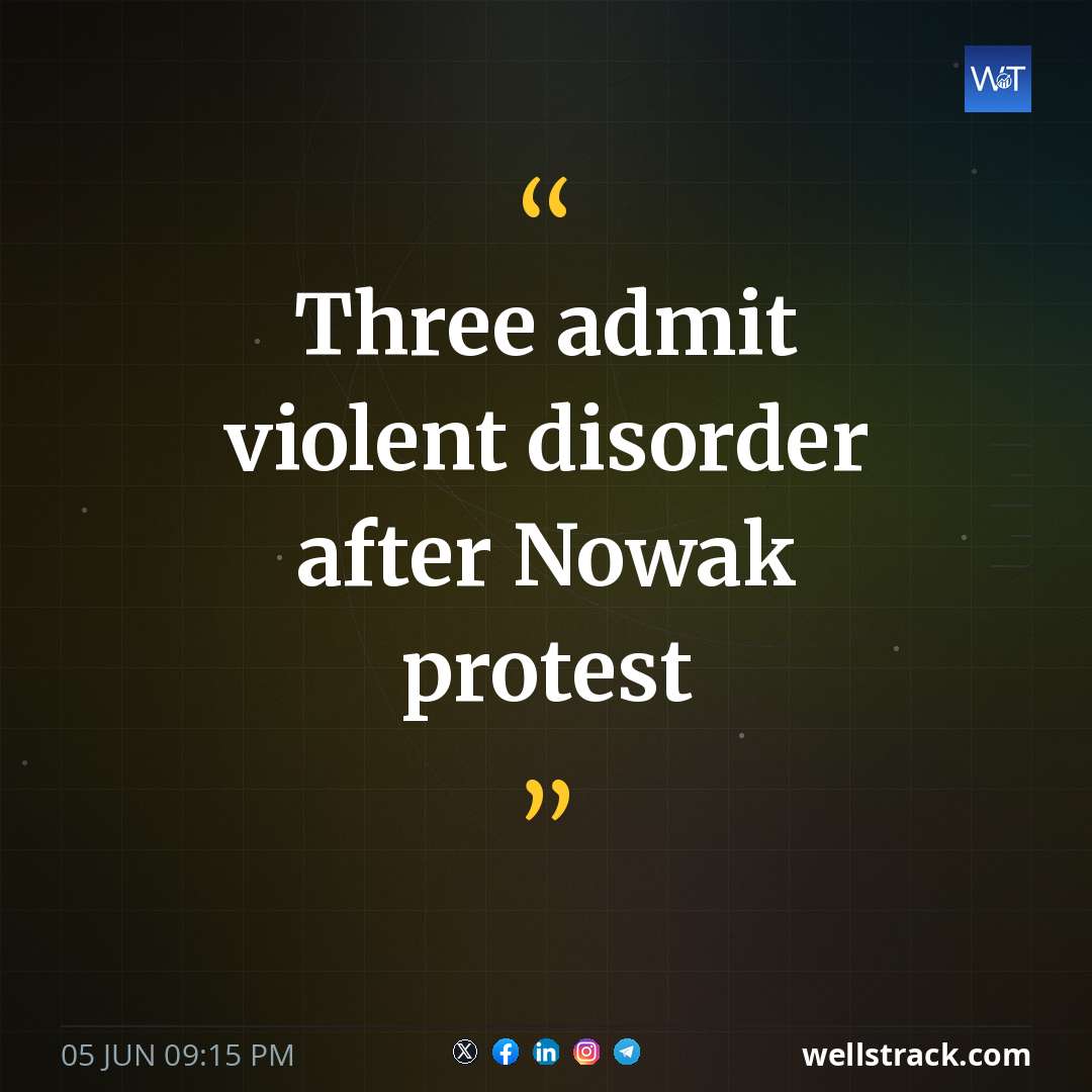 Three admit violent disorder after Nowak protest