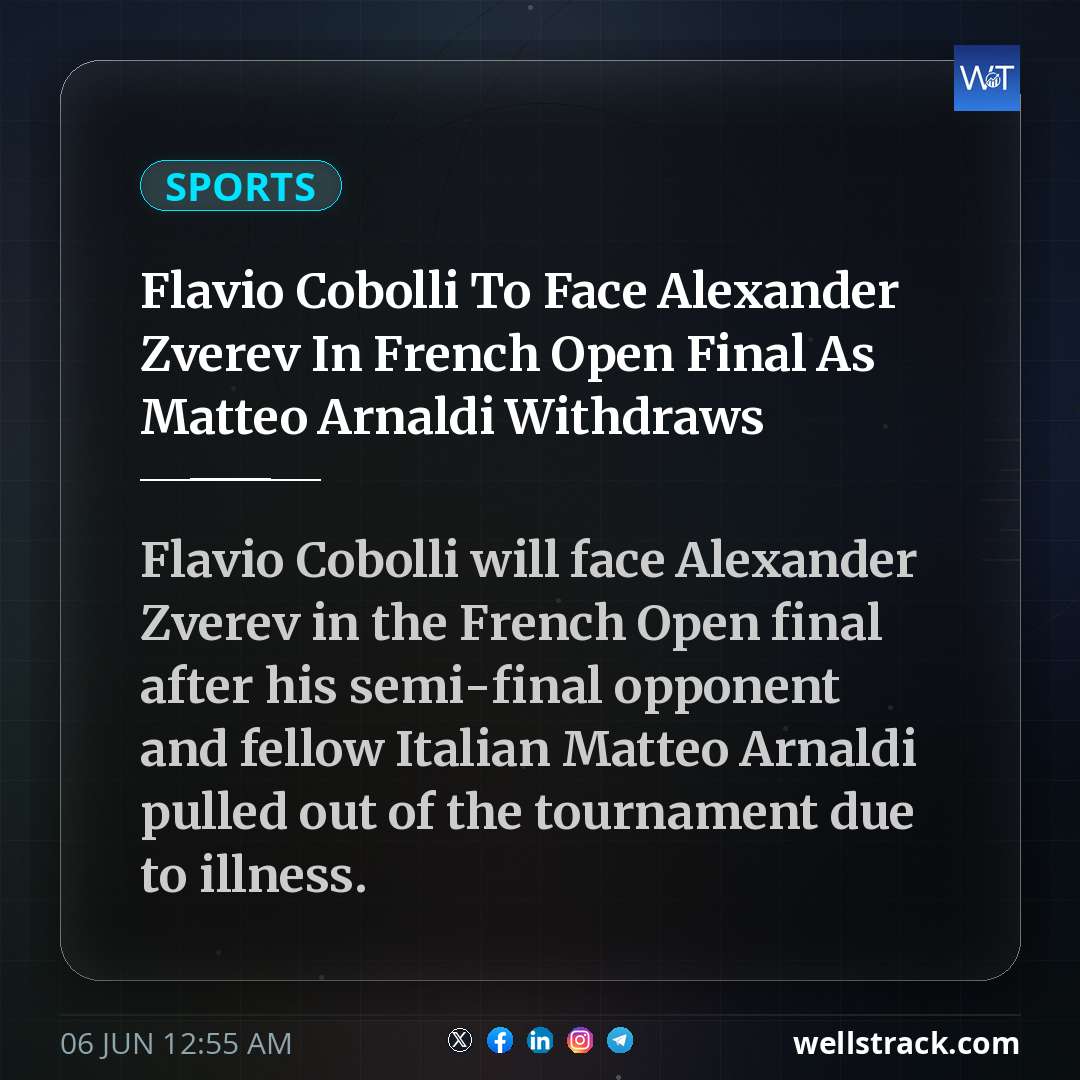 Flavio Cobolli To Face Alexander Zverev In French Open Final As Matteo Arnaldi Withdraws