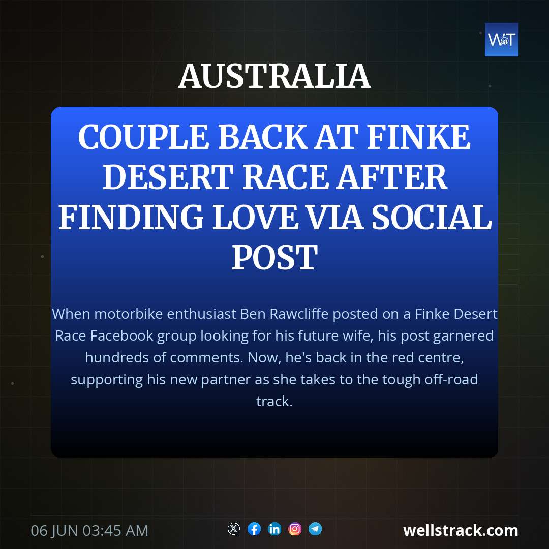 Couple back at Finke Desert Race after finding love via social post