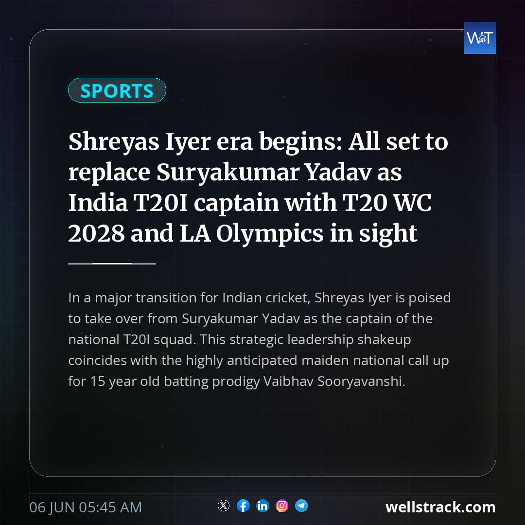 Shreyas Iyer era begins: All set to replace Suryakumar Yadav as India T20I captain with T20 WC 2028 and LA Olympics in sight