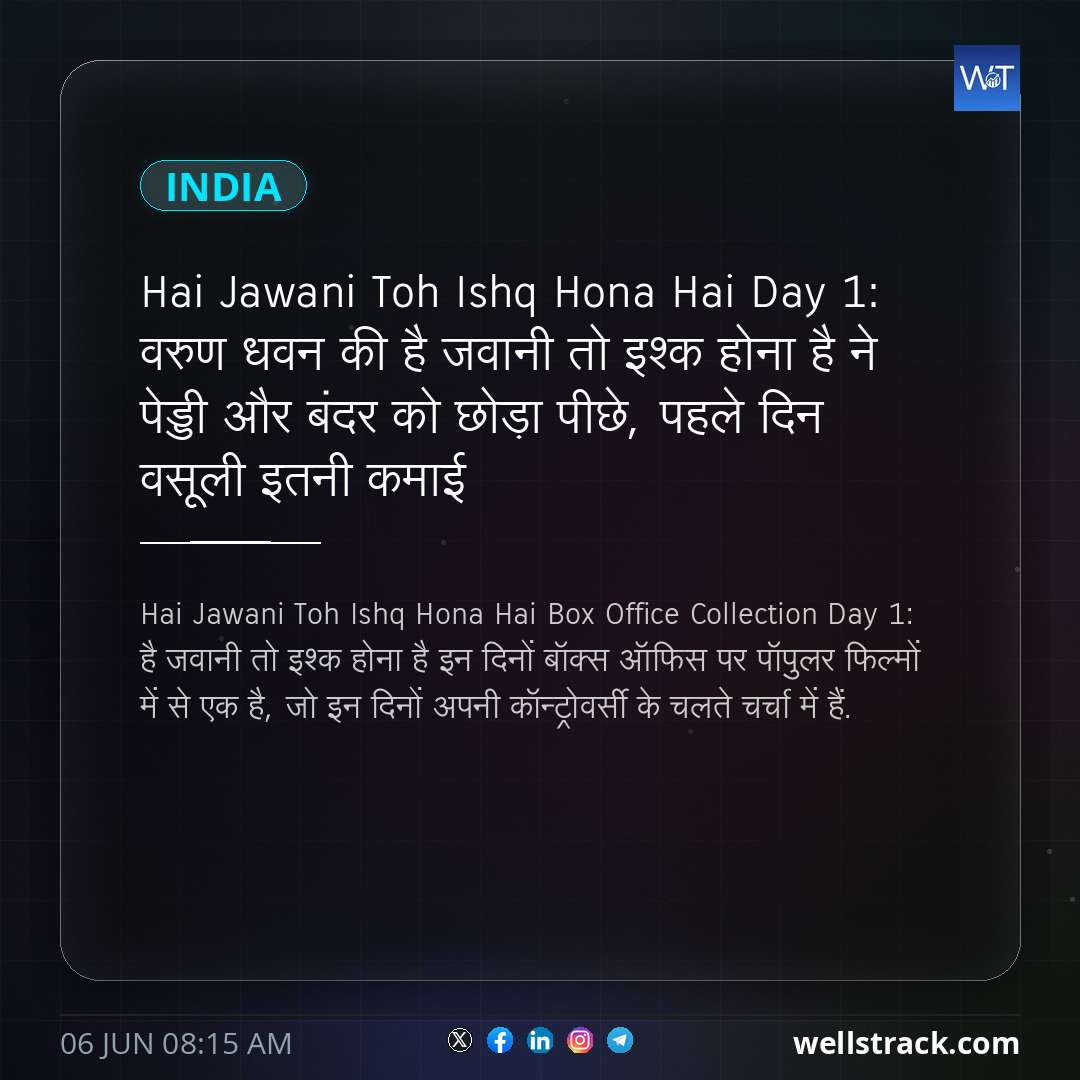 Hai Jawani Toh Ishq Hona Hai Day 1: वरुण धवन की है जवानी तो इश्क होना है ने पेड्डी और बंदर को छोड़ा पीछे, पहले दिन वसूली इतनी कमाई