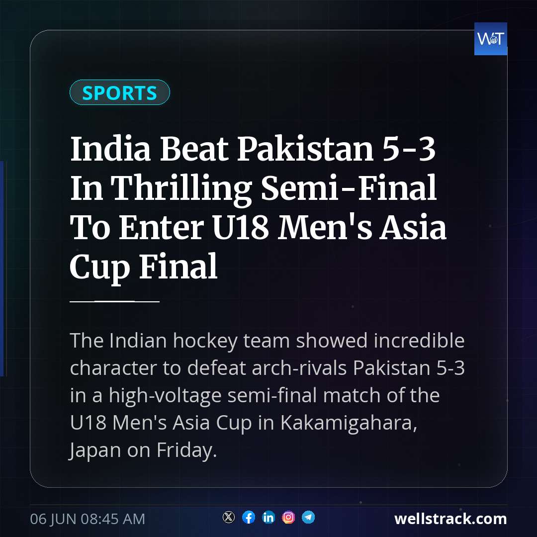 India Beat Pakistan 5-3 In Thrilling Semi-Final To Enter U18 Men's Asia Cup Final