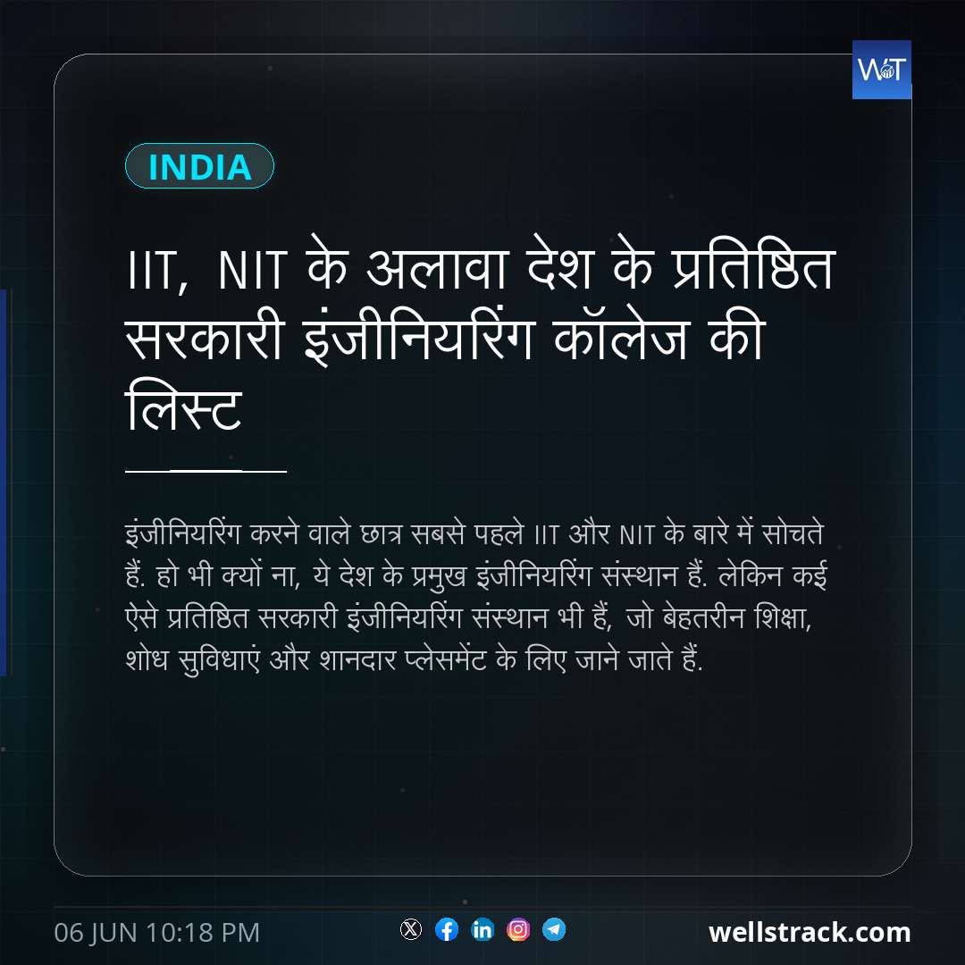 IIT, NIT के अलावा देश के प्रतिष्ठित सरकारी इंजीनियरिंग कॉलेज की लिस्‍ट — WellsTrack