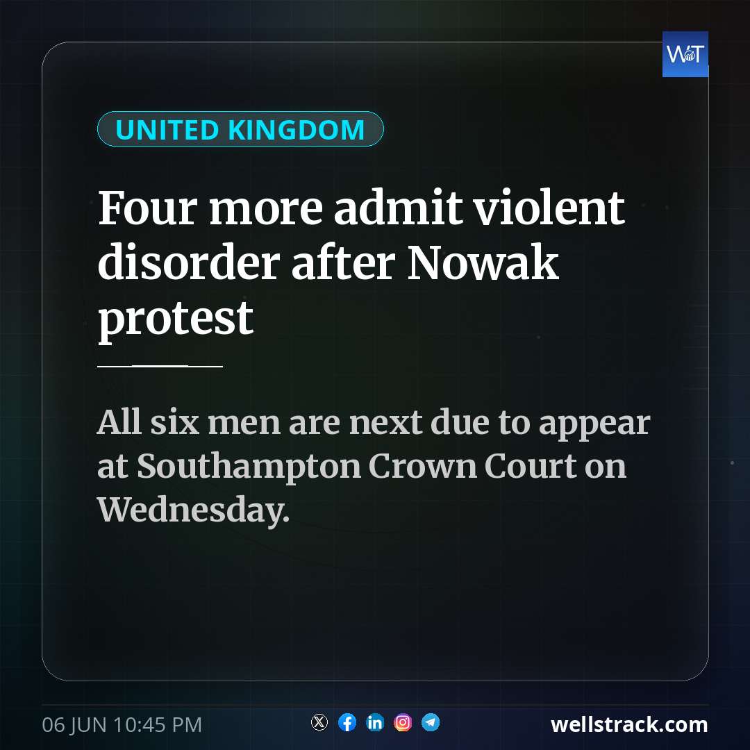 Four more admit violent disorder after Nowak protest