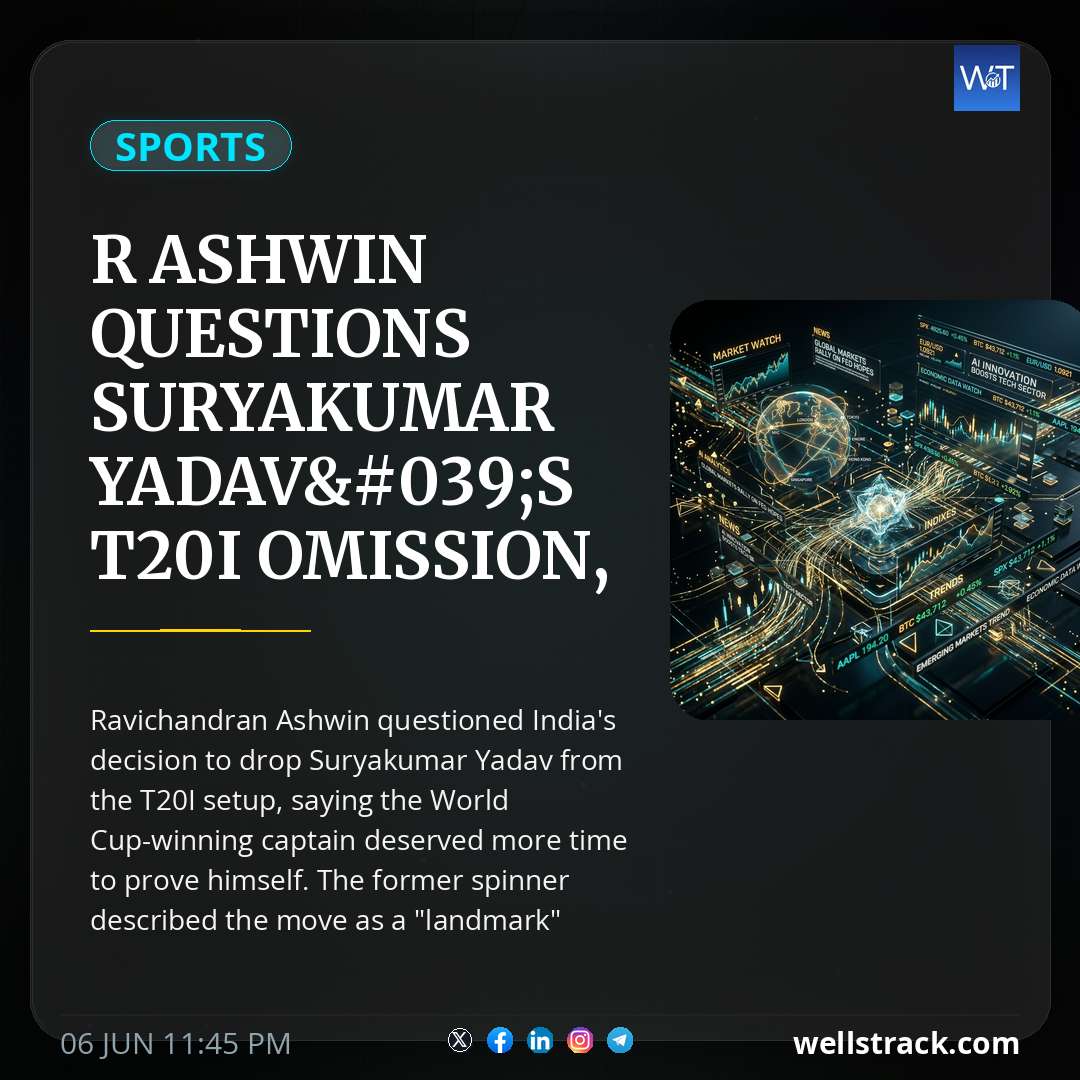 R Ashwin questions Suryakumar Yadav's T20I omission, says World cup-winning captain deserved more time — WellsTrack