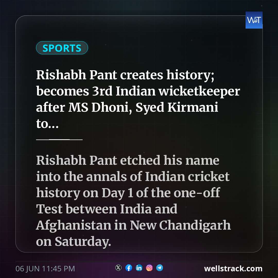 Rishabh Pant creates history; becomes 3rd Indian wicketkeeper after MS Dhoni, Syed Kirmani to... — WellsTrack
