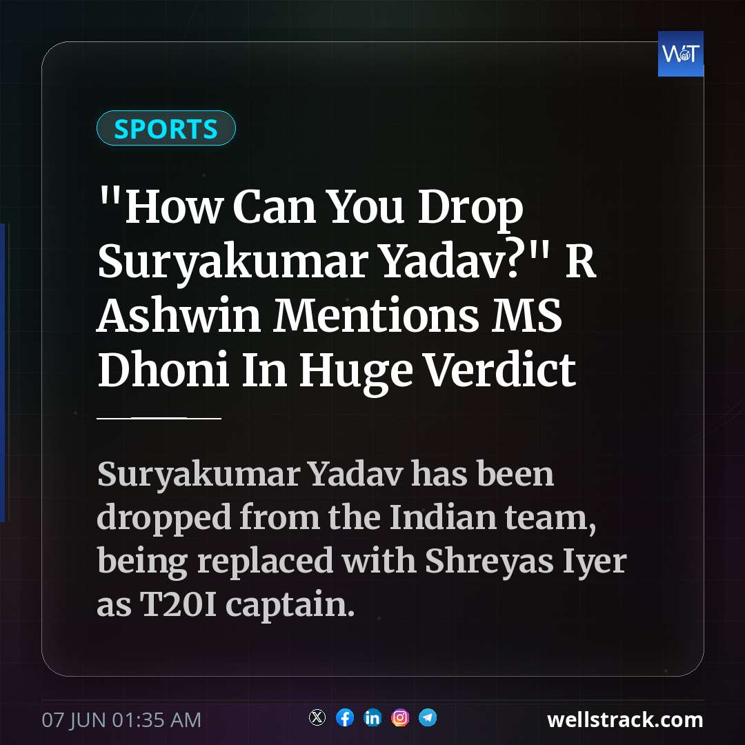 "How Can You Drop Suryakumar Yadav?" R Ashwin Mentions MS Dhoni In Huge Verdict — WellsTrack