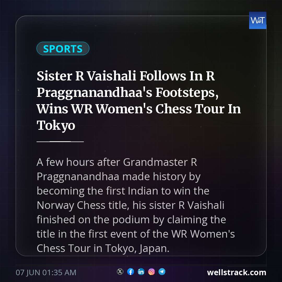 Sister R Vaishali Follows In R Praggnanandhaa's Footsteps, Wins WR Women's Chess Tour In Tokyo — WellsTrack