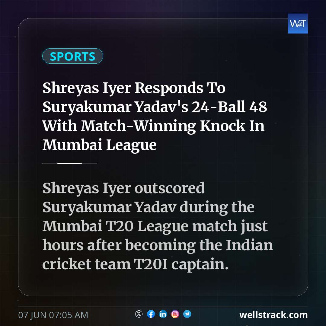 Shreyas Iyer Responds To Suryakumar Yadav's 24-Ball 48 With Match-Winning Knock In Mumbai League
