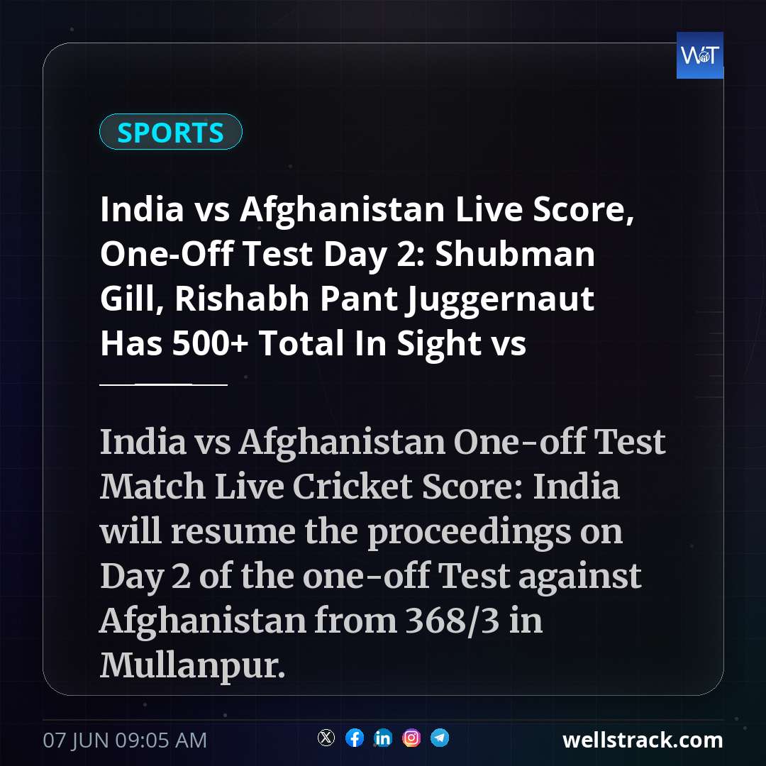India vs Afghanistan Live Score, One-Off Test Day 2: Shubman Gill, Rishabh Pant Juggernaut Has 500+ Total In Sight vs Afghanistan