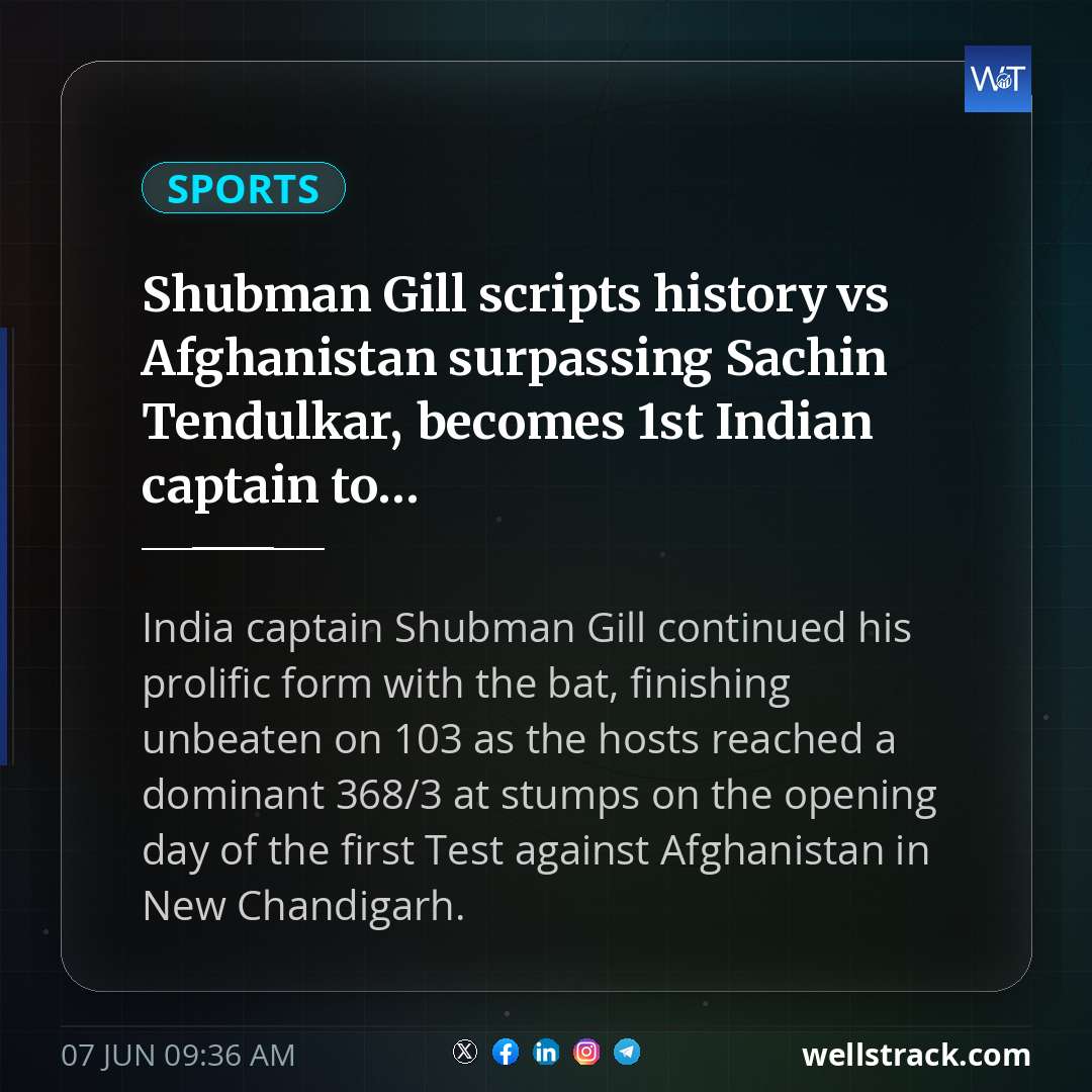 Shubman Gill scripts history vs Afghanistan surpassing Sachin Tendulkar, becomes 1st Indian captain to...