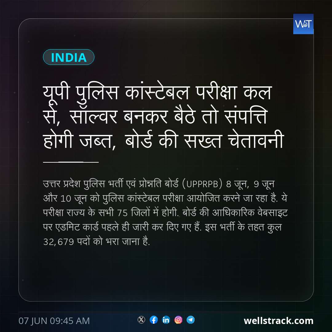 यूपी पुलिस कांस्टेबल परीक्षा कल से, सॉल्वर बनकर बैठे तो संपत्ति होगी जब्त, बोर्ड की सख्त चेतावनी
