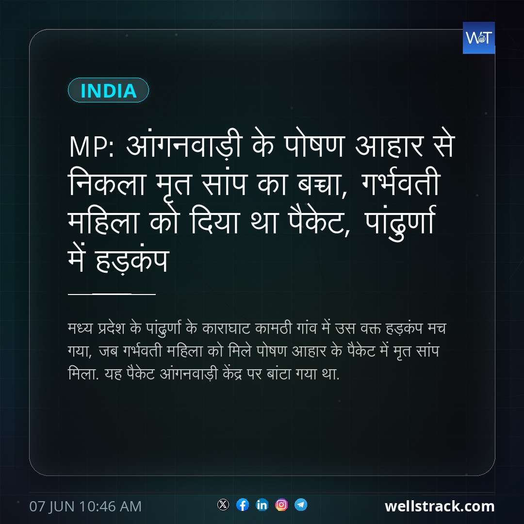 MP: आंगनवाड़ी के पोषण आहार से निकला मृत सांप का बच्चा, गर्भवती महिला को दिया था पैकेट, पांढुर्णा में हड़कंप