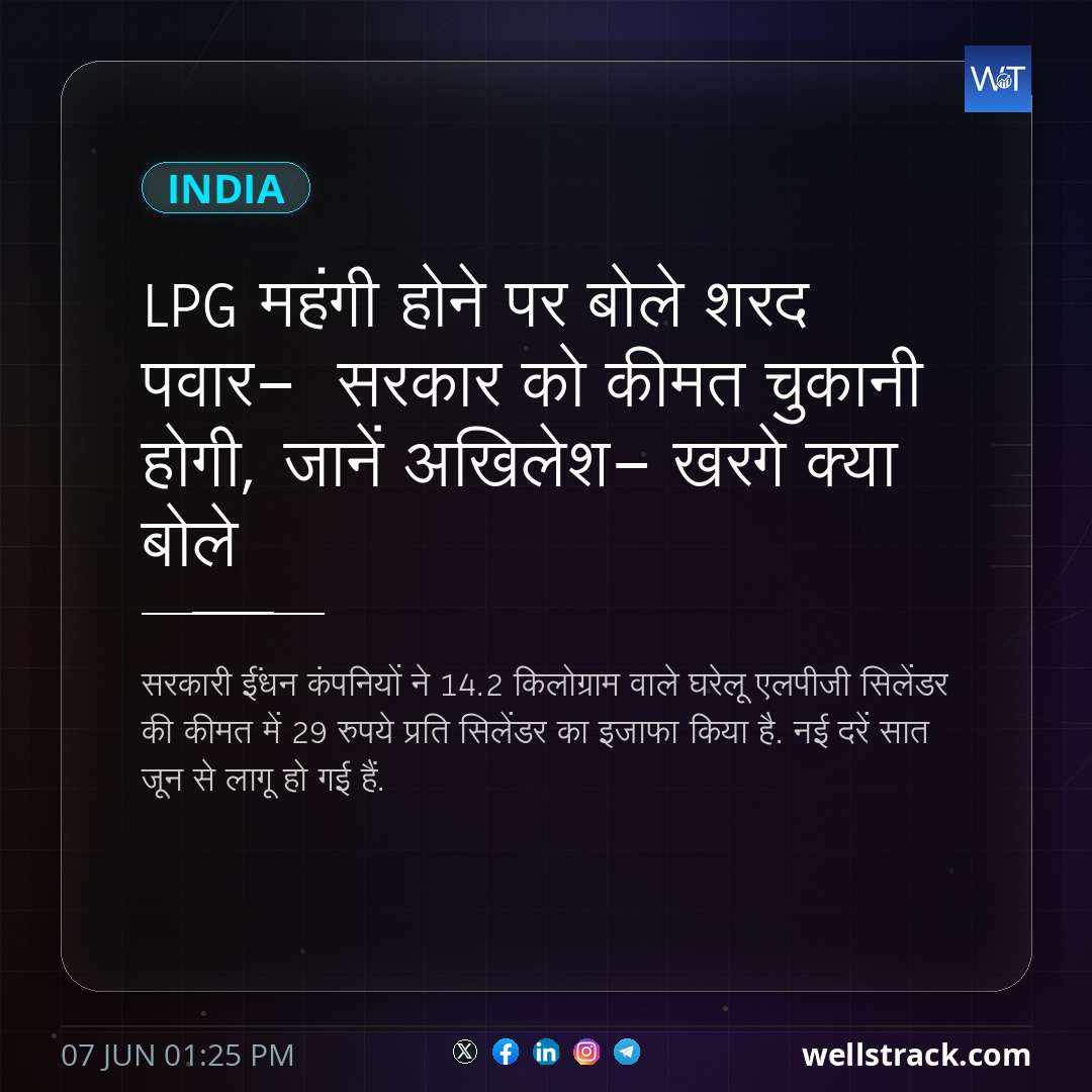 LPG महंगी होने पर बोले शरद पवार-  सरकार को कीमत चुकानी होगी, जानें अखिलेश- खरगे क्या बोले