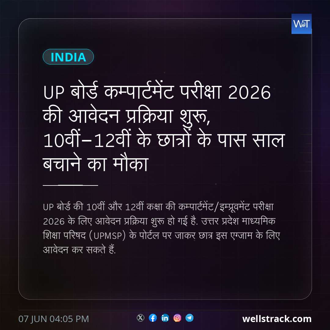 UP बोर्ड कम्पार्टमेंट परीक्षा 2026 की आवेदन प्रक्रिया शुरू, 10वीं-12वीं के छात्रों के पास साल बचाने का मौका