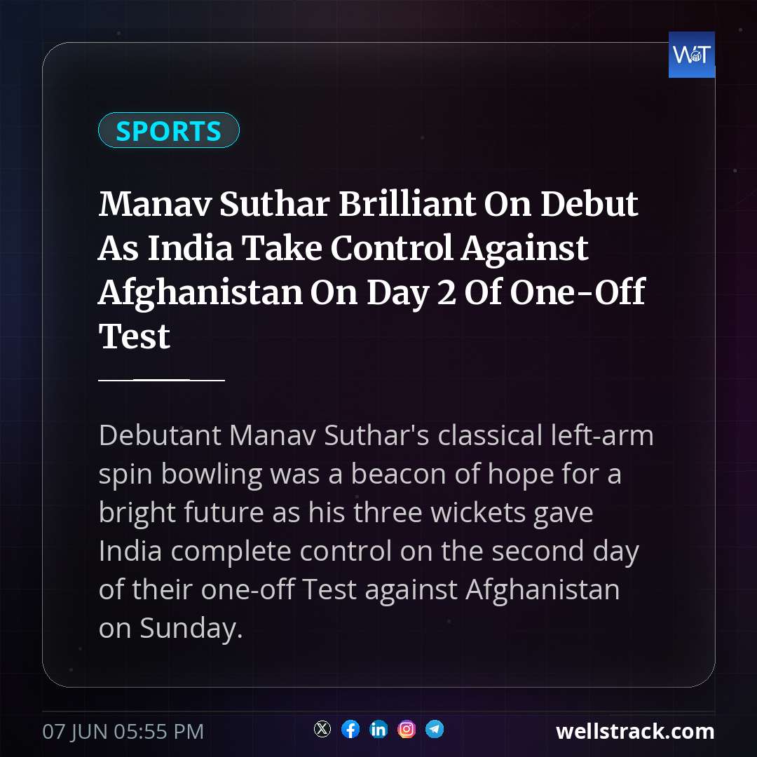 Manav Suthar Brilliant On Debut As India Take Control Against Afghanistan On Day 2 Of One-Off Test